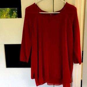 3/4 sleeve red blouse from Zara